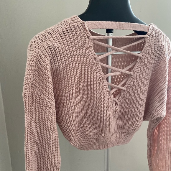 Pink Cropped Sweater - Picture 2 of 5